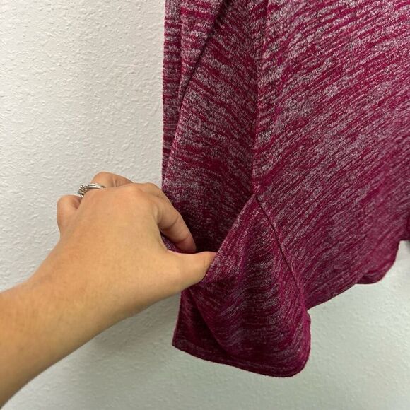 LOGO By Lori Goldstein Women’s Red Heathered V Neck Long Sleeve Top Size 1X - Picture 5 of 14